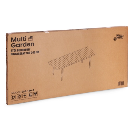Stół ogrodowy rozkładany 180-240 cm do 12 os. stal HDPE szary MultiGarden