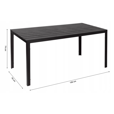 Stół ogrodowy 6-osobowy 156x78 cm polywood meble na taras czarny MultiGarden