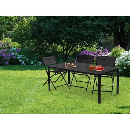 Stół ogrodowy 6-osobowy 156x78 cm polywood meble na taras czarny MultiGarden