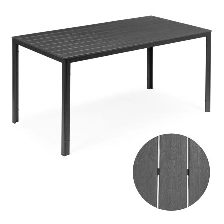 Stół ogrodowy 6-osobowy 156x78 cm polywood meble na taras szary