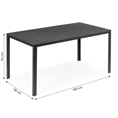 Stół ogrodowy 6-osobowy 156x78 cm polywood meble na taras szary