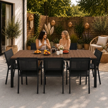 Duży stół ogrodowy 8-osobowy 180x90 cm na taras ogród brązowy blat MultiGarden