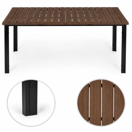 Duży stół ogrodowy 8-osobowy 180x90 cm na taras ogród brązowy blat MultiGarden