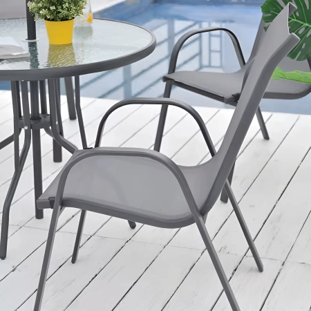 Zestaw komplet 4 krzeseł ogrodowych na taras balkon szare MultiGarden