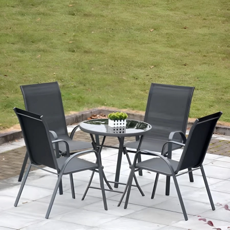 Zestaw komplet 4 krzeseł ogrodowych na taras balkon szare MultiGarden