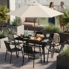 Stół ogrodowy 140x80 cm szkło hartowane otwór na parasol czarny MultiGarden