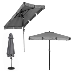 Prostokątny duży parasol ogrodowy skośny łamany z korbą szary 200x130 cm MultiGarden