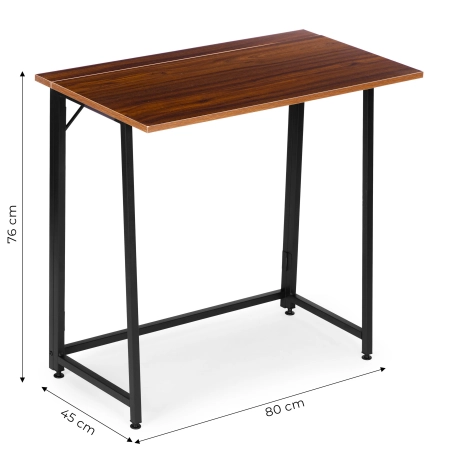 Biurko komputerowe składane 80x45 cm stolik pod laptopa loft ciemny orzech ModernHome