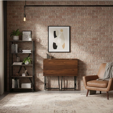 Biurko komputerowe składane 80x45 cm stolik pod laptopa loft ciemny orzech ModernHome
