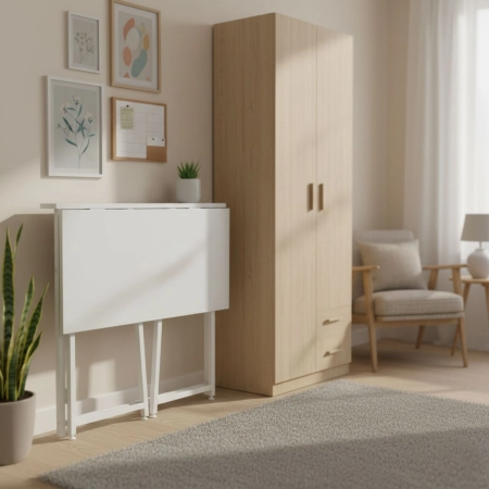 Biurko komputerowe składane 80x45 cm stolik pod laptopa białe ModernHome