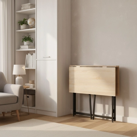 Biurko komputerowe składane 80x45 cm stolik pod laptopa loft jasny dąb ModernHome