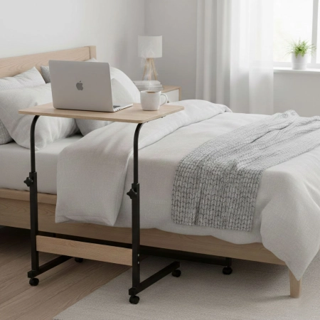 Mobilny stolik pod laptopa biurko dostawiane do fotela jasny dąb ModernHome
