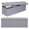 Pufa pikowana 111x38 cm ze schowkiem tapicerowana ława skrzynia jasnoszara ModernHome