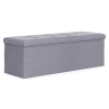 Pufa pikowana 111x38 cm ze schowkiem tapicerowana ława skrzynia jasnoszara ModernHome