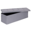 Pufa pikowana 111x38 cm ze schowkiem tapicerowana ława skrzynia jasnoszara ModernHome