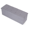 Pufa pikowana 111x38 cm ze schowkiem tapicerowana ława skrzynia jasnoszara ModernHome