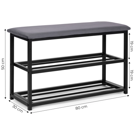 Szafka na buty z siedziskiem regał ławka tapicerowana 80 cm 2 półki ModernHome