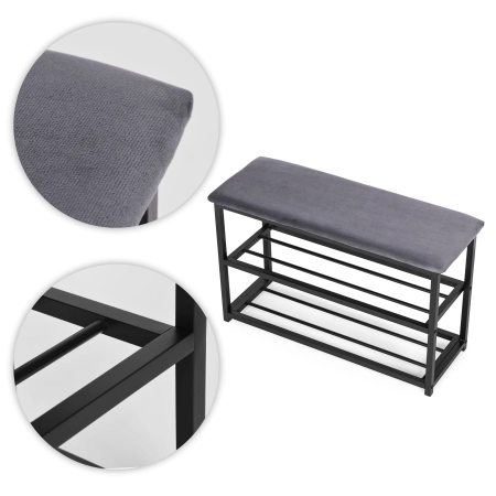 Szafka na buty z siedziskiem regał ławka tapicerowana 80 cm 2 półki ModernHome