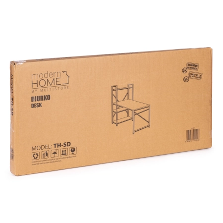 Biurko komputerowe szkolne 120x60 cm regał z 3 półkami ciemny orzech loft ModernHome