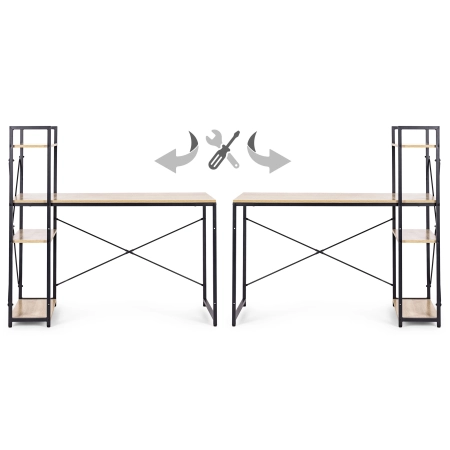 Biurko komputerowe szkolne 120x60 cm regał z 3 półkami loft jasny dąb ModernHome