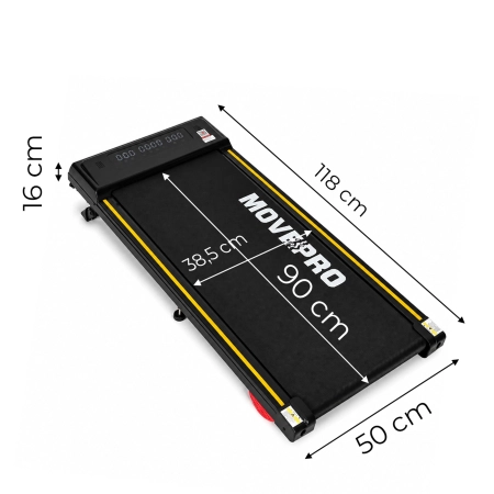 Bieżnia domowa elektryczna 10 km/h walking pad treningowy pod biurko pilot aplikacja MOVEPRO