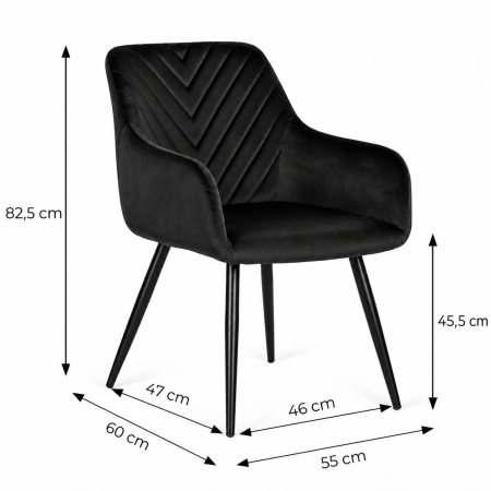 Zestaw 2x krzesło tapicerowane welurowe nowoczesne do jadalni salonu czarne ModernHome