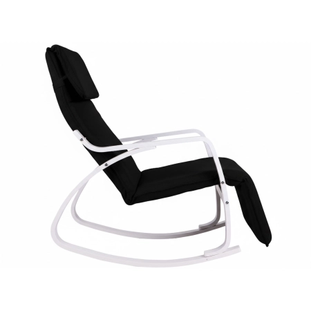 Fotel bujany regulowany podnóżek biało czarny ModernHome