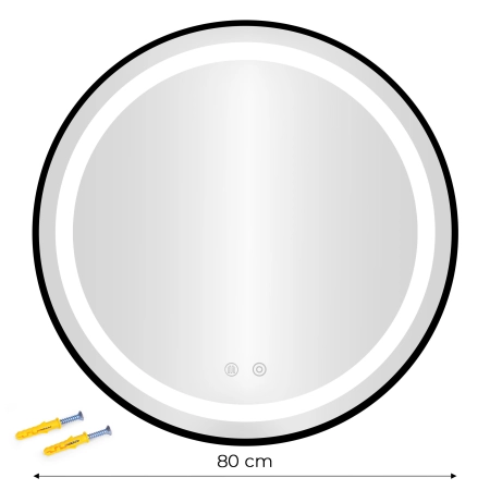 Lustro łazienkowe LED okrągłe ścienne 80 cm 3 barwy anti-fog włącznik dotykowy ModernHome