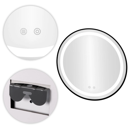 Lustro łazienkowe LED okrągłe ścienne 80 cm 3 barwy anti-fog włącznik dotykowy ModernHome
