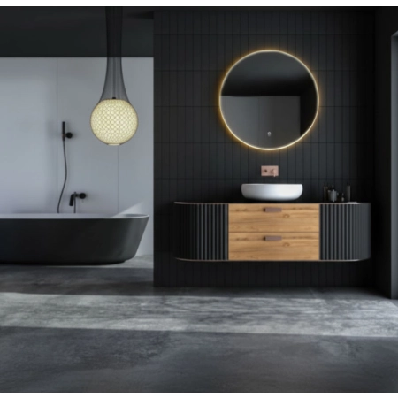 Lustro łazienkowe LED okrągłe ścienne 80 cm 3 barwy włącznik dotykowy ModernHome