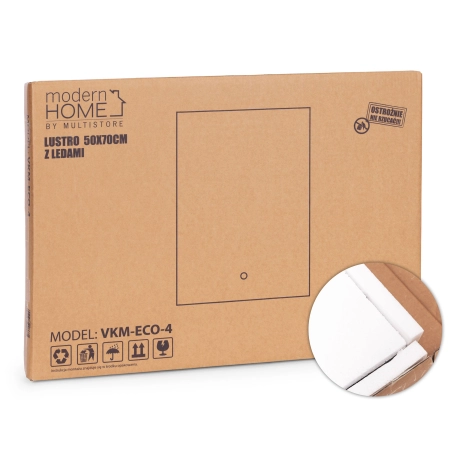 Lustro łazienkowe LED ścienne 50x70 cm 3 barwy włącznik dotykowy ModernHome