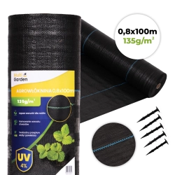 Agrowłóknina czarna agrotkanina UV 135g mata antychwastowa 0,8x100m kołki MulltiGarden Agrowłóknina czarna agrotkanina UV 135g mata antychwastowa 0,8x100m kołki MulltiGarden