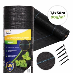 Agrowłóknina czarna agrotkanina UV 90g mata antychwastowa 1,1x50m kołki MulltiGarden Agrowłóknina czarna agrotkanina UV 90g mata antychwastowa 1,1x50m kołki MulltiGarden