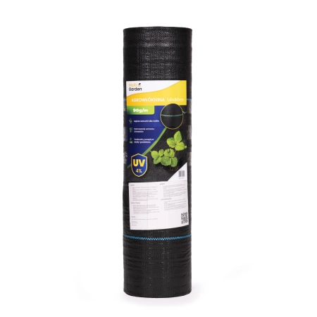 Agrowłóknina czarna agrotkanina UV 90g mata antychwastowa 1,6x50m kołki MulltiGarden