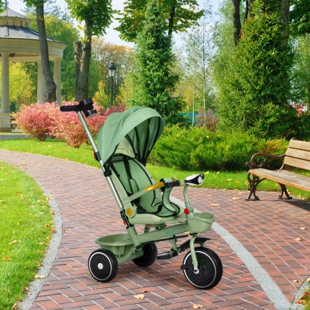 Rowerek trójkołowy spacerówka 2w1 obracane siedzisko składany daszek zielony ECOTOYS