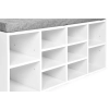 Szafka na buty z szarą poduszką 10 półek biała ModernHome