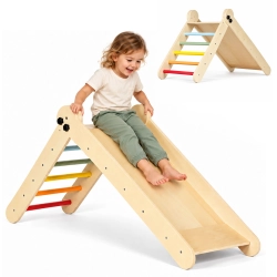Drewniany plac zabaw dla dzieci zestaw wspinaczkowy Montessori drabinka z rampą HENRY ECOTOYS