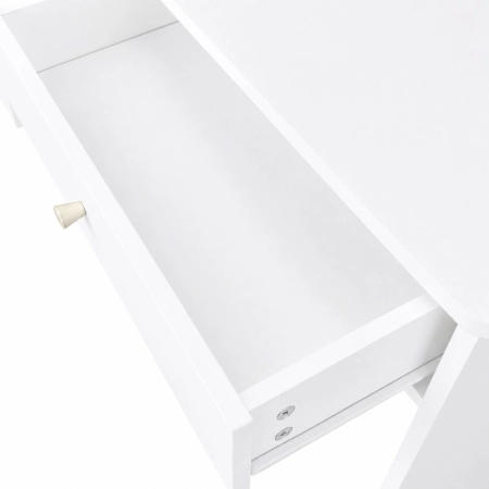 Toaletka kosmetyczna z okrągłym lustrem i oświetleniem LED 3 barwy półki szuflady ModernHome