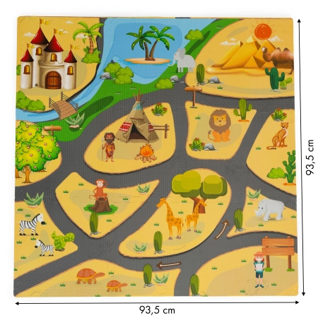 Mata piankowa dla dzieci puzzle safari 9 elementów 93x93 cm ECOTOYS