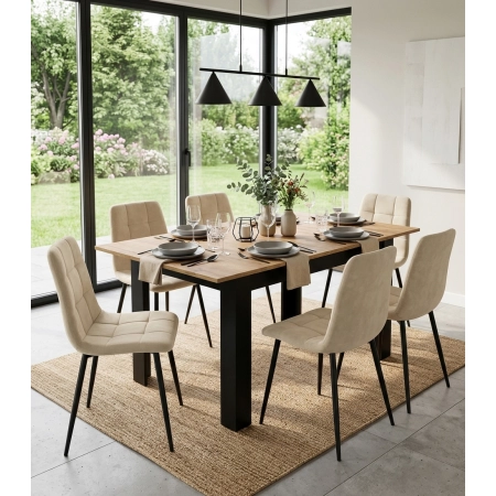 Stół rozkładany prostokątny 120-160x80 cm do kuchni jadalni dla 4-6 osób dąb craft