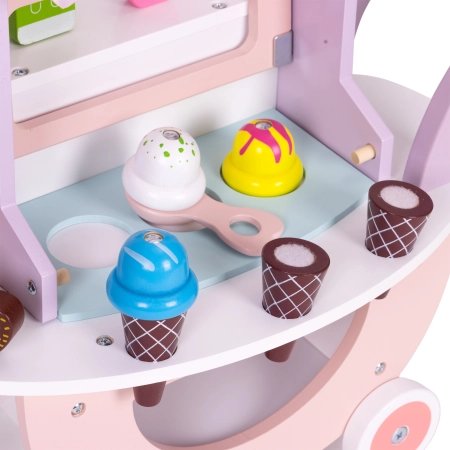 Drewniany wózek lodziarnia dla dzieci sklep 12 elementów ECOTOYS