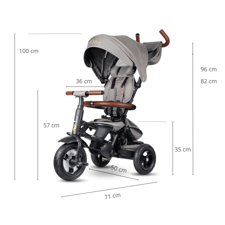 Qplay Rowerek Trójkołowy Rito Deluxe Rubber Grey