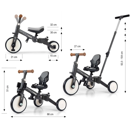 Milly Mally Rowerek 5w1 Optimus Max Dark Grey