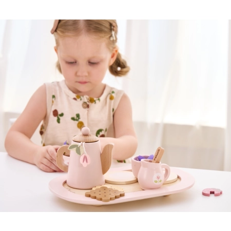 Viga 44267 PolarB Drewniany zestaw do kawy i herbaty - pink