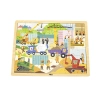 Viga 44585 Drewniane Puzzle na podkładce 48 elementów - poznajemy maszyny budowlane
