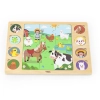 Viga 44741 Drewniany Zestaw puzzli na podkładce - dopasuj cienie - farma