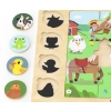 Viga 44741 Drewniany Zestaw puzzli na podkładce - dopasuj cienie - farma
