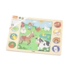 Viga 44741 Drewniany Zestaw puzzli na podkładce - dopasuj cienie - farma