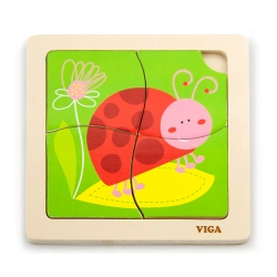 Viga 50140 Drewniane Puzzle na podkładce - biedronka