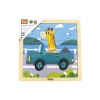 Viga 44629 Drewniane Puzzle na podkładce 9 elementów - auto